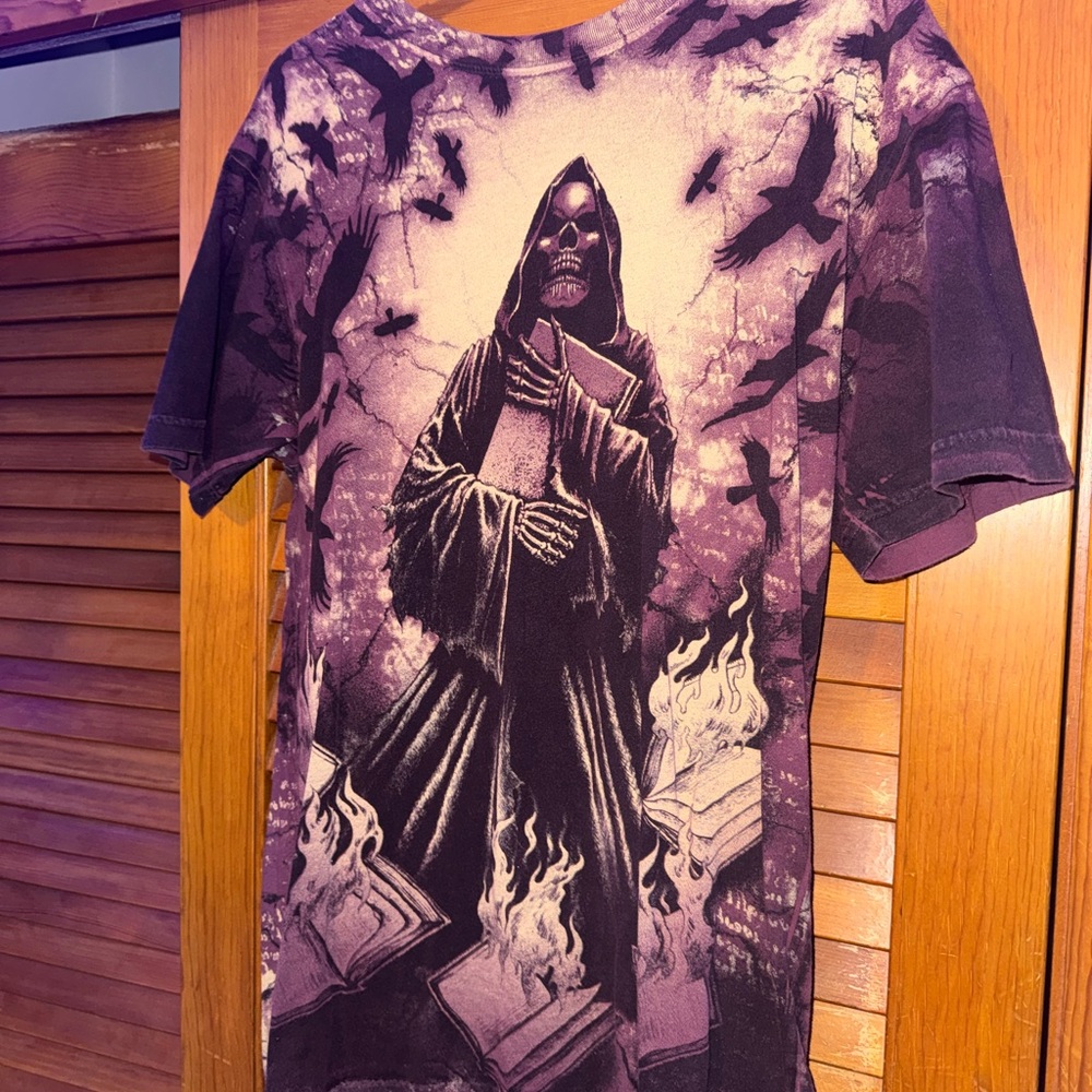 REBEL SAINTS Graphic T-Shirt with Grim Reaper Design